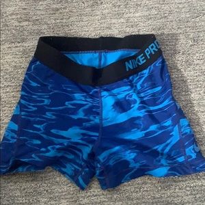 Blue nike pro shorts